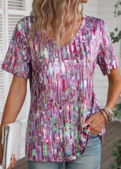 Dazzle Colorful Print Lightweight Multi Color T Shirt