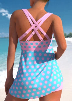 Mid Waisted Polka Dot Criss Cross Pink Swimdress Set -Rosewe Promotion Store 336260 P 1688021078400 1