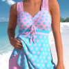 Plus Size Mid Waisted Pink Polka Dot Swimdress Set -Rosewe Promotion Store 336260 P 1688021078501