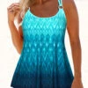 Mid Waisted Ombre Circular Ring Cyan Tankini Set -Rosewe Promotion Store 336361 P 1686726834489