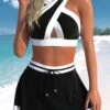 High Waisted Criss Cross Black Bikini Set -Rosewe Promotion Store 336385 P 1687772588202