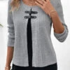 Plus Size Light Grey Marl Layered Blouse -Rosewe Promotion Store 336517 P 16947410548870