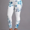Ink Painting Print Elastic Waist White Leggings