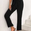 Bowknot Elastic Waist High Waisted Black Pants -Rosewe Promotion Store 336679 P 16899448881570