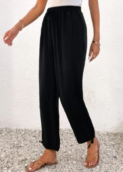 Lightweight Jogger Elastic Waist High Waisted Black Pants -Rosewe Promotion Store 336748 P 16896776531045