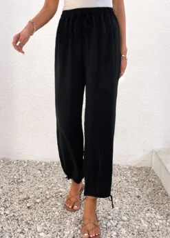 Lightweight Jogger Elastic Waist High Waisted Black Pants -Rosewe Promotion Store 336748 P 16896776532164