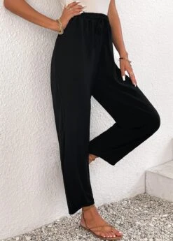 Lightweight Jogger Elastic Waist High Waisted Black Pants