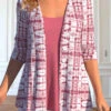 Tie Dye Print Two Piece Coral Tank Top And Cardigan -Rosewe Promotion Store 337229 P 1689045021876