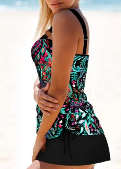 Mid Waisted Paisley Print Drawstring Tankini Set -Rosewe Promotion Store 337244 P 1687933479631