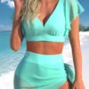High Waisted Mesh Cyan Bikini Set -Rosewe Promotion Store 337394 P 1689322015066