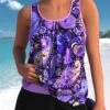 Mid Waisted Paisley Print Bowknot Purple Tankini Set -Rosewe Promotion Store 337545 P 1688348794402