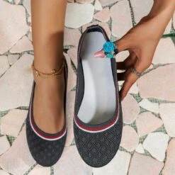 Mesh Dark Grey Contrast Binding Point Toe Falt