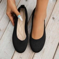 Mesh Black Point Toe Falt Flats