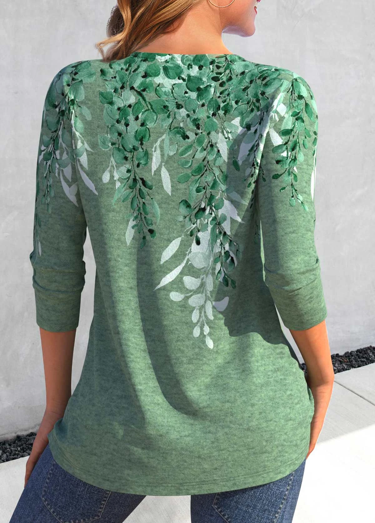 Plants Print Criss Cross Green T Shirt 4 Plants Print Criss Cross Green T Shirt - Image 2
