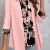 Floral Print Fake 2in1 Light Pink Blouse -Rosewe Promotion Store 338215 P 1689151729781