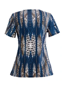 Plus Size Peacock Blue Fake 2in1 T Shirt 11 Plus Size Peacock Blue Fake 2in1 T Shirt -Rosewe Promotion Store 338217 P 1694168950593