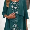 Floral Print Fake 2in1 Blackish Green Blouse -Rosewe Promotion Store 338429 P 1689325814148