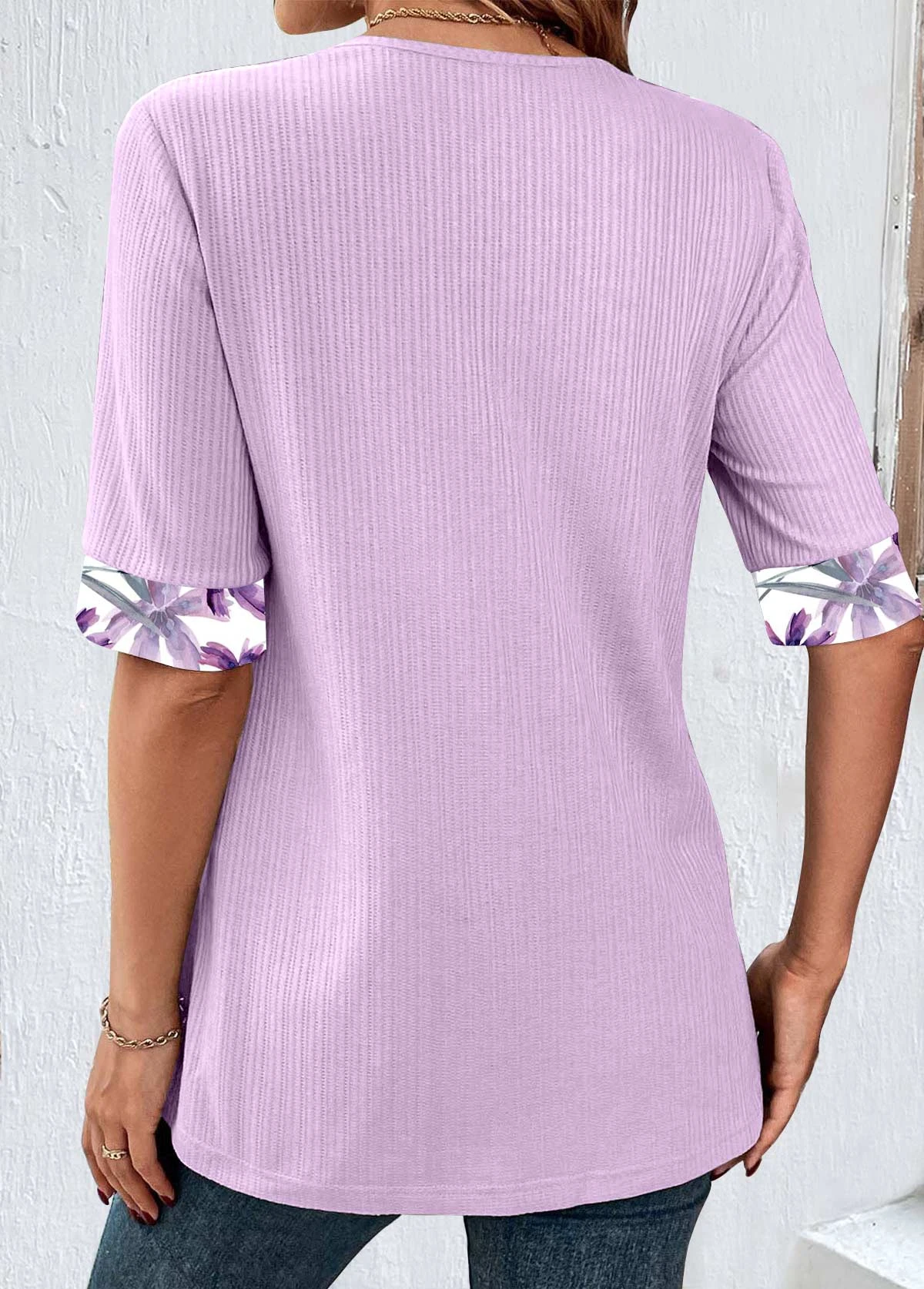 Plus Size Light Purple Fake 2in1 T Shirt 4 Plus Size Light Purple Fake 2in1 T Shirt - Image 2