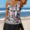 Black Tropical Plants Print Patchwork Tankini Set -Rosewe Promotion Store 338862 P 1689839127896