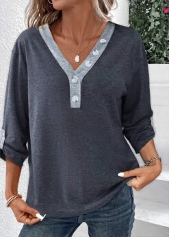 Dark Grey T Shirt -Rosewe Promotion Store 338882 P 1690448721895