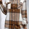 Plaid Button Light Coffee Shirt Collar Blouse -Rosewe Promotion Store 338885 P 1690942817900