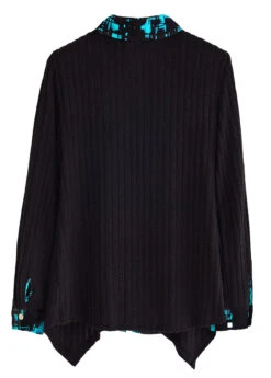 Geometric Print Fake 2in1 Black Shirt Collar Blouse -Rosewe Promotion Store 338933 P 1694049728245