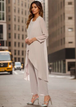 Lightweight Ankle Length Round Neck Light Camel Jumpsuit