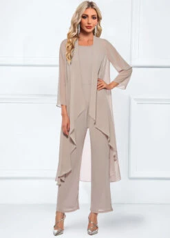 Lightweight Ankle Length Round Neck Light Camel Jumpsuit -Rosewe Promotion Store 339072 P 1695005049370