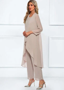Lightweight Ankle Length Round Neck Light Camel Jumpsuit -Rosewe Promotion Store 339072 P 1695005050555