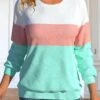 Light Pink Round Neck Long Sleeve Patchwork Sweatshirt -Rosewe Promotion Store 339198 P 1691143287970