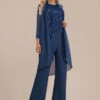 Patchwork Long Round Neck Sleeveless Navy Jumpsuit And Cardigan -Rosewe Promotion Store 339278 P 1690515900354