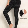 Striped Black Elastic Waist High Waisted Leggings 2 Striped Black Elastic Waist High Waisted Leggings -Rosewe Promotion Store 339603 P 16920130881140