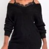Long Sleeve Patchwork Black Off Shoulder Sweater -Rosewe Promotion Store 339909 P 16926994420470