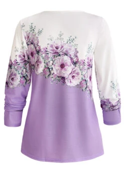 Random Floral Print Criss Cross T Shirt -Rosewe Promotion Store 339933 P 1695019257444