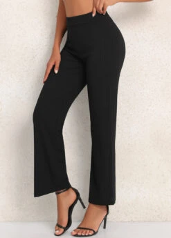 Elastic Waist Black High Waisted Pants -Rosewe Promotion Store 339970 P 16920130860202
