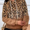 Leopard Patchwork Dark Camel Long Sleeve Hoodie -Rosewe Promotion Store 340113 P 1692756267621
