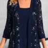 Navy Round Neck Lace Tank Top And Cardigan 1 Navy Round Neck Lace Tank Top And Cardigan -Rosewe Promotion Store 340209 P 1692253512093