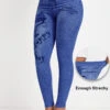 Butterfly Print Denim Blue Elastic Waist Leggings -Rosewe Promotion Store 340283 P 16926121312080
