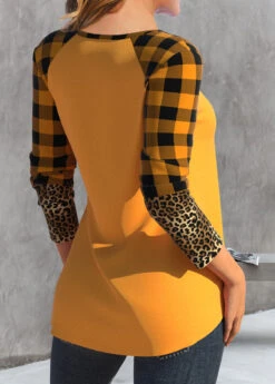 Plus Size Orange Patchwork Halloween Print T Shirt -Rosewe Promotion Store 340293 P 1694138461973