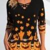 Halloween Print Criss Cross Orange T Shirt -Rosewe Promotion Store 340340 P 1691749150499 1