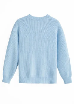 Long Sleeve Button Light Blue Split Neck Sweater -Rosewe Promotion Store 340421 P 1694678495174
