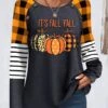 Plus Size Orange Patchwork Halloween Print Sweatshirt 1 Plus Size Orange Patchwork Halloween Print Sweatshirt -Rosewe Promotion Store 340511 P 1692148919636