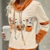 Halloween Print Patchwork Light Camel Cowl Neck Sweatshirt 2 Halloween Print Patchwork Light Camel Cowl Neck Sweatshirt -Rosewe Promotion Store 340620 P 1694050251316