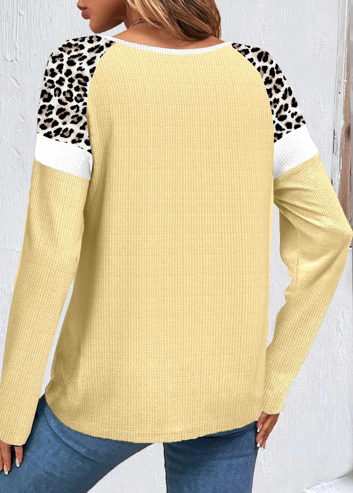 Halloween Print Patchwork Light Yellow Scoop Neck Sweatshirt 4 Halloween Print Patchwork Light Yellow Scoop Neck Sweatshirt - Image 2
