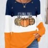 Pumpkin Print Halloween Multi Color Round Neck Sweatshirt -Rosewe Promotion Store 340644 P 1692174729154
