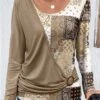 Patchwork Asymmetry Light Camel Scoop Neck T Shirt -Rosewe Promotion Store 340774 P 1693530807479