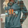 Plaid Patchwork Turquoise Cowl Neck Long Sleeve Sweatshirt 1 Plaid Patchwork Turquoise Cowl Neck Long Sleeve Sweatshirt -Rosewe Promotion Store 341090 P 1693994678141